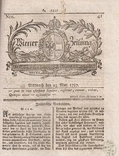 Wiener Zeitung. [Mit] Anhang zur Wiener-Zeitung [der jeweiligen Nummer]. Red. v.