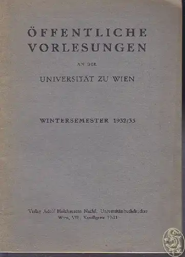 Öffentliche Vorlesungen an der Universität zu... 1932