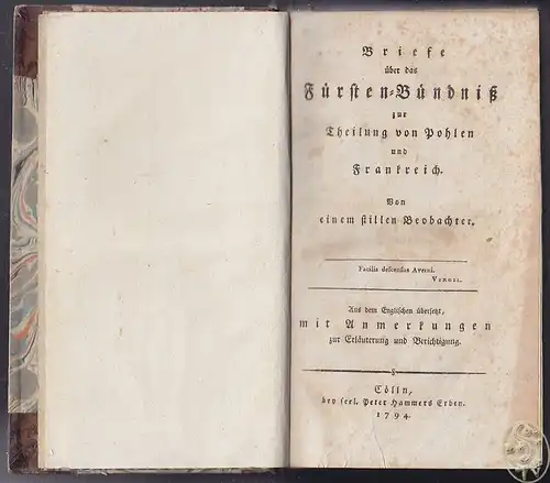 Briefe über das Fürsten-Bündniß zur Theilung von Pohlen und Frankreich. von eine