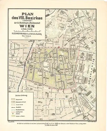 Plan des VIII. Bezirkes (Josefstadt) der k. k. Reichshaupt- und Residenzstadt Wi