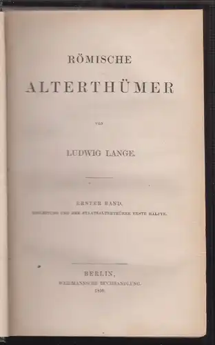 Römische Alterthümer. LANGE, Ludwig.