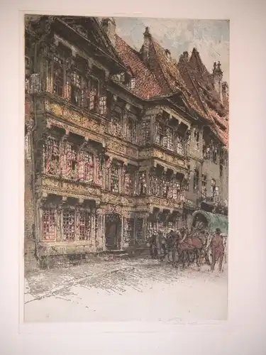 [Mittelalterliches Haus in Hildesheim]. KASIMIR, Luigi. Graphiker (1881-1962).