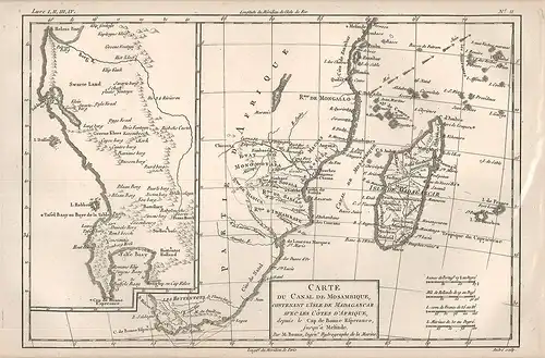 Carte du Canal de Mosambique, contenant l`Isle de Madagscar avec les Cotes d`Afr