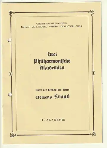 Eigenhänd. Signatur auf einem Programmheft der Wiener Philharmoniker Konzertvere