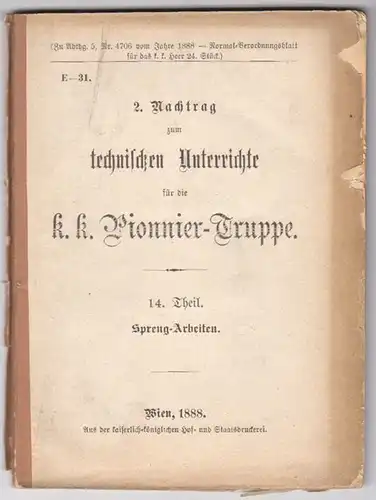 2. Nachtrag zum technischen Unterrichte für die k. k. Pionnier-Truppe. 14. Theil