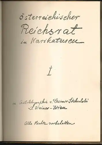 Österreichischer Reichsrat in Karikaturen. In Autolithographie. SICHULSKI, Casim