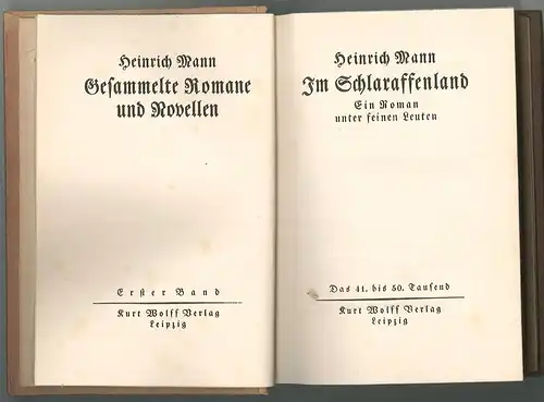 Gesammelte Romane und Novellen. MANN, Heinrich.