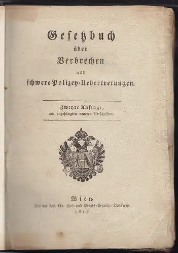 Gesetzbuch über Verbrechen und schwere... 1815