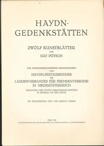 Haydn-Gedenkstätten. 12 Kunstblätter. Zur Zweihundertjahrfeier hrsg. v. Haydn-Fe