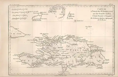 Carte de l`Isle de St. Domingue une des Grandes Antilles, Colonie Francois et Es