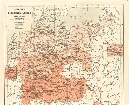 Heimatskarte der deutschen Literatur mit Orts- und Namenverzeichnis. Für Schulzw