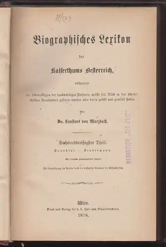 Biographisches Lexikon des Kaiserthums Oesterreich, enthaltend die Leben 2010-19