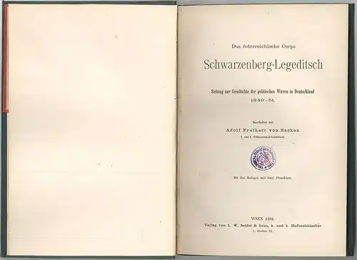 Das österreichische Corps Schwarzenberg-Legeditsch. Beitrag zur Geschichte der p