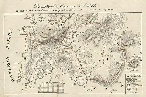 Darstellung des Ursprungs der Moldau der wahren Gränze des budweiser und prachin