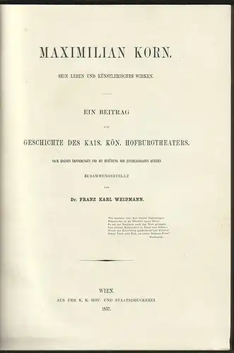 Maximilian Korn, sein Leben und künstlerisches Wirken. Ein Beitrag zur Geschicht