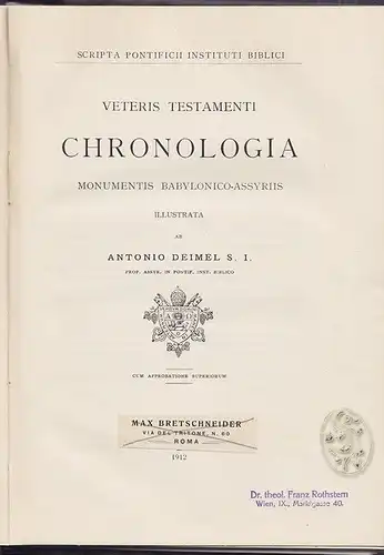 DEIMEL, Veteris Testamenti Chronologia... 1912