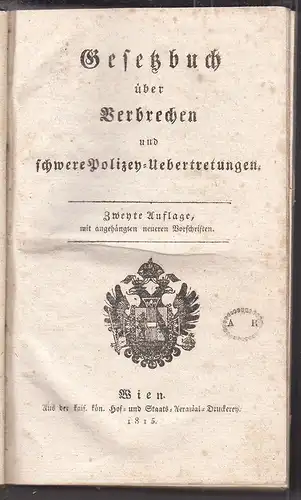 Gesetzbuch über Verbrechen und schwere Polizey-Uebertretungen. 0122-21