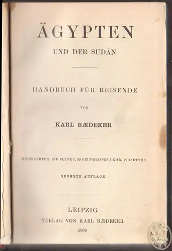 Ägypten und der Sudan. BAEDEKER, Karl (Hrsg.).