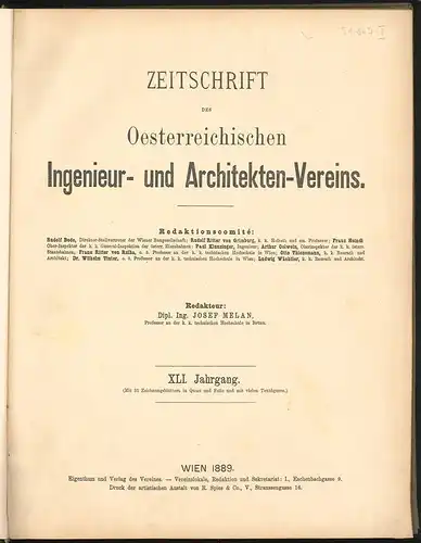 Zeitschrift des oesterreichischen Ingenieur- und Architekten-Vereins. MELAN, Jos