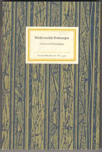 Älteste deutsche Dichtungen. WOLFSKEHL, Karl. - VON DER LEYEN, Friedrich (Übers.