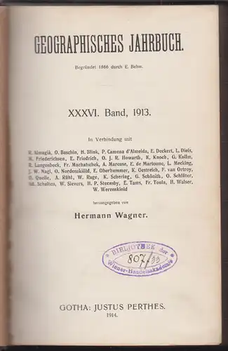 Geographisches Jahrbuch. Begr. 1866 durch E. Behm. Hrsg. v. Hermann Wagner.