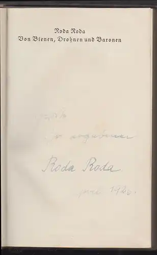 Von Bienen, Drohnen und Baronen RODA RODA [d. i. Sándor Friedrich Rosenf 0391-14