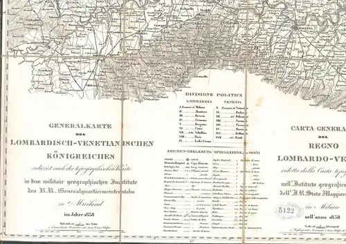 Generalkarte des Lombardisch-venetianischen Königreiches reduziert nach der topo
