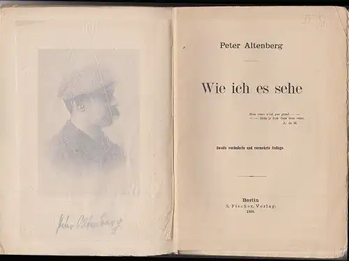 Wie ich es sehe. ALTENBERG, Peter [d. i. Richard Engländer].