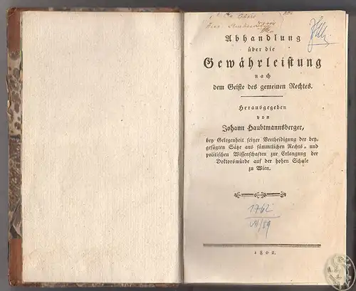 Abhandlung über die Gewährleistung nach dem Geiste des gemeinsamen Rechtes. ...b