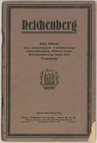 Ein praktischer Stadtplan von Reichenberg  mit den Vororten.