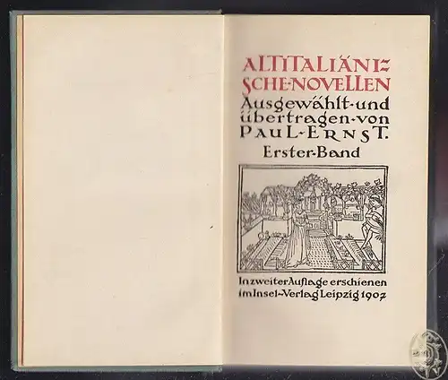 ERNST, Altitalienische Novellen. 1907