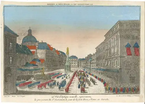 La Procession de la Feste Dieu a Vienne. 19e. vue d`Optique nouvelle, representa