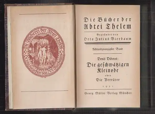 Die geschwätzigen Kleinode oder Die Verräter. DIDEROT, Denis.