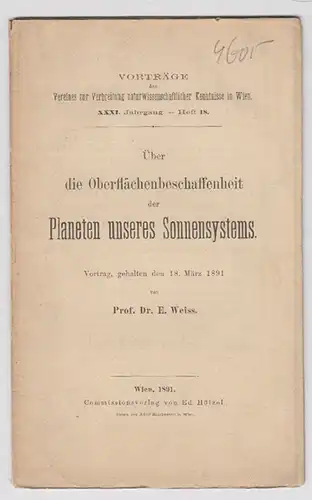 Über die Oberflächenbeschaffenheit der Planeten unseres Sonnensystems. Vortrag, 