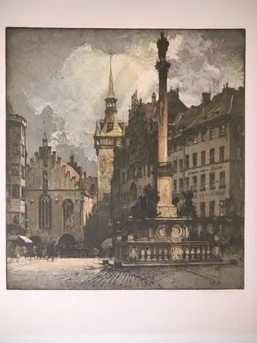 [Altes Rathaus mit Turm in München]. KASIMIR, Luigi. Graphiker (1881-1962).