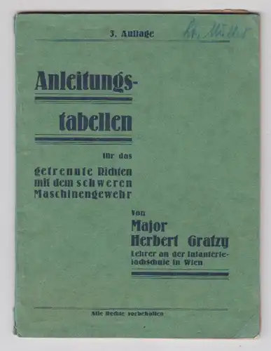 Anleitungstabellen für das getrennte Richten mit dem schweren Maschinengewehr. G