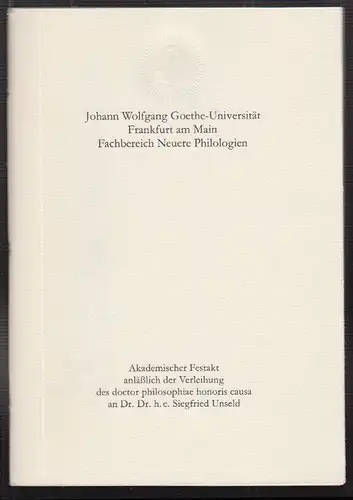 Akademischer Festakt anläßlich der Verleihung des doctor philosophiae honoris ca