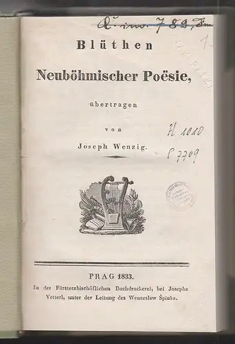 Blüthen Nordböhmischer Poesie WENZIG, Joseph.