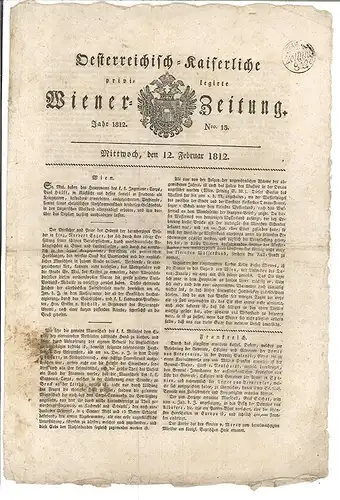 Oesterreichische-Kaiserliche privilegierte Wiener-Zeitung.