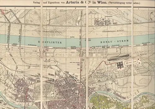 Strassen- und Nummernplan von Wien und Vororten (bis Schönbrunn).