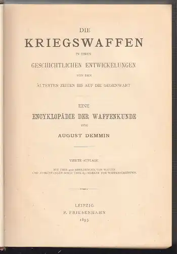 Die Kriegswaffen in ihren geschichtlichen Entwickelungen von den ältesten Zeiten