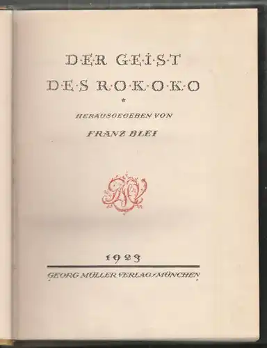 BLEI, Der Geist des Rokoko. 1923