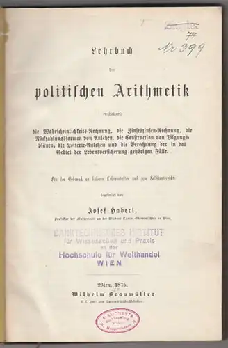 HABERL, Lehrbuch der politischen Arithmetik... 1875