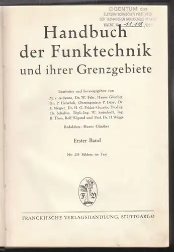 GÜNTHER, Handbuch der Funktechnik und ihrer... 1934