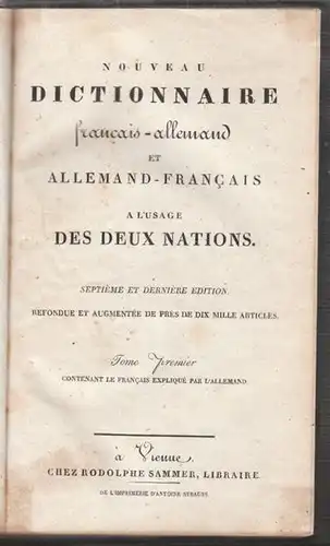 NOUVEAU DICTIONNAIRE francais-allemand et... 1800