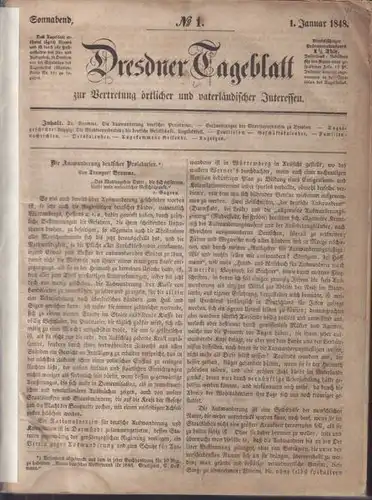 DRESDNER TAGBLATT zur Vertretung örtlicher und... 1848