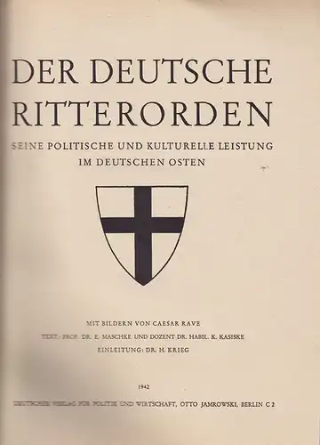 MASCHKE, Der deutsche Ritterorden. Seine... 1942