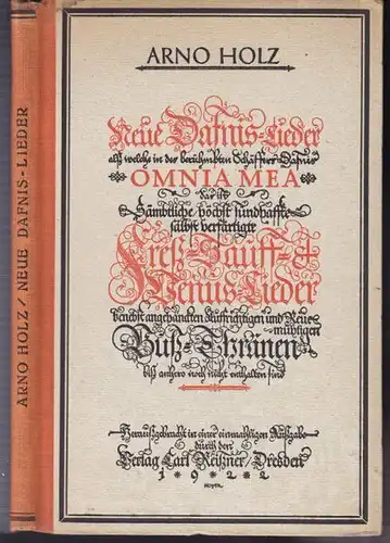 HOLZ, Neue Dafnis-Lieder als welche in der... 1922