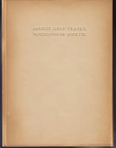 PLATEN, Venezianische Sonette. 1910