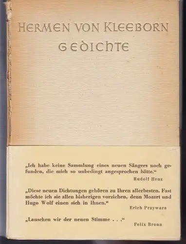 KLEEBORN, Gedichte. Vorwort von Felix Braun. 1947